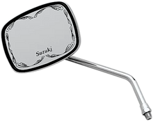 Load image into Gallery viewer, Emgo Mirror - Die-Cast - Scrolled - Side View - Rectangle - M10 x 1.25 - Chrome - Left/Right fits Suzuki - Main Product View