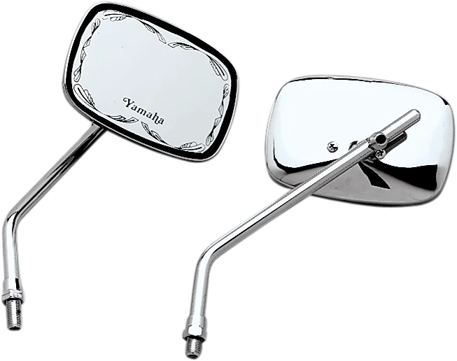 Emgo Mirror - Die-Cast - Scrolled - Side View - Rectangle - M10 x 1.25 - Chrome - Left/Right fits Yamaha - Main Product View
