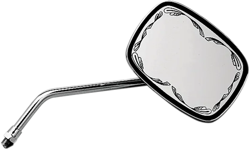 Emgo Mirror - Die-Cast - Scrolled - Side View - Rectangle - M10 x 1.25 - Chrome - Left/Right fits Suzuki - Side View