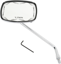 Load image into Gallery viewer, Emgo Mirror - Die-Cast - V-Twin Scrolled - Side View - Rectangle - M10 x 1.25 (Left Hand) - Chrome - Main Product View
