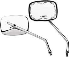 Load image into Gallery viewer, Emgo Mirror - Die-Cast - V-Twin Scrolled - Side View - Rectangle - M10 x 1.25 - Chrome - Left - Main Product View