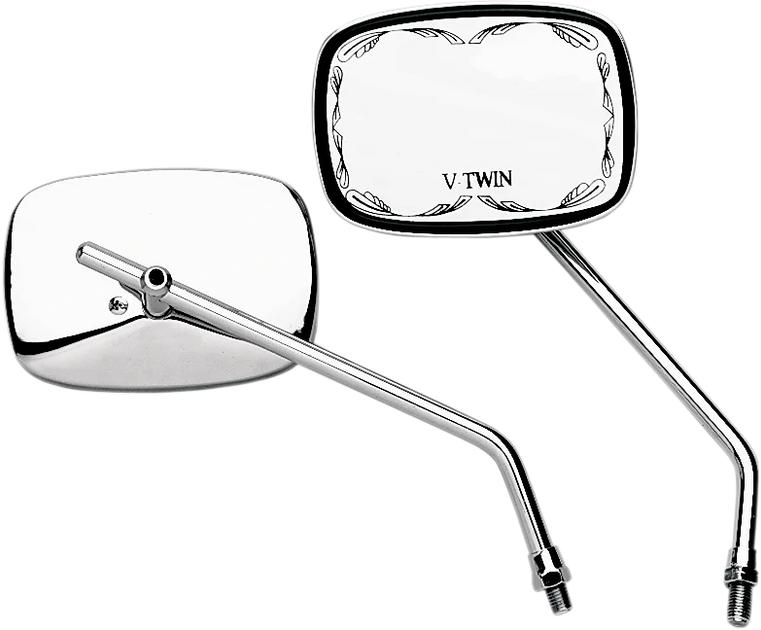 Emgo Mirror - Die-Cast - V-Twin Scrolled - Side View - Rectangle...