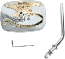 Load image into Gallery viewer, Emgo Mirror - "Live to Ride" - Side View - Rectangle - Gold/Chrome - Right - Main Product View