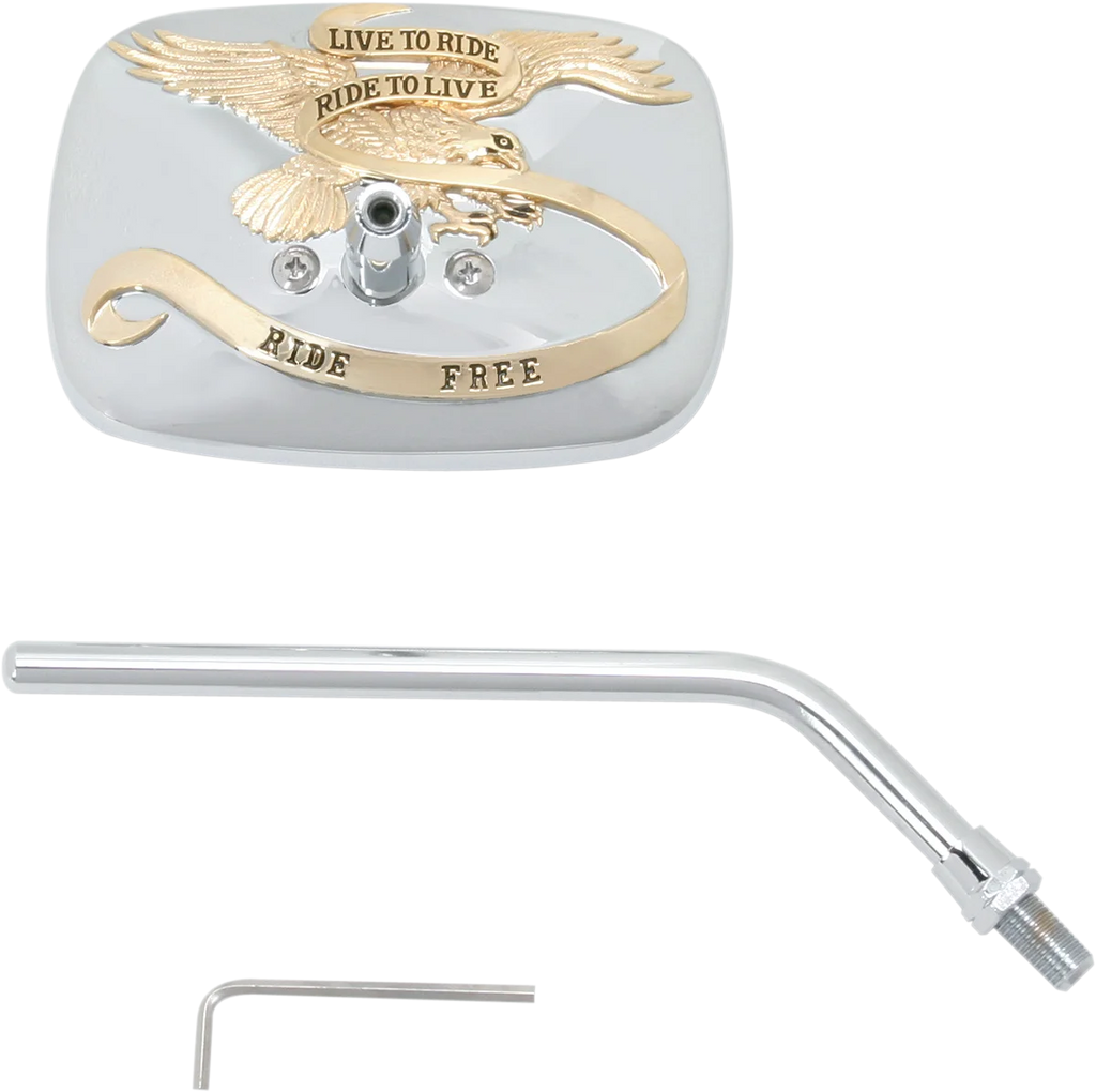 Emgo Mirror - "Ride Free" - Side View - Rectangle - M10 x 1.25 (Left Hand) - Gold/Chrome - Right - Main Product View
