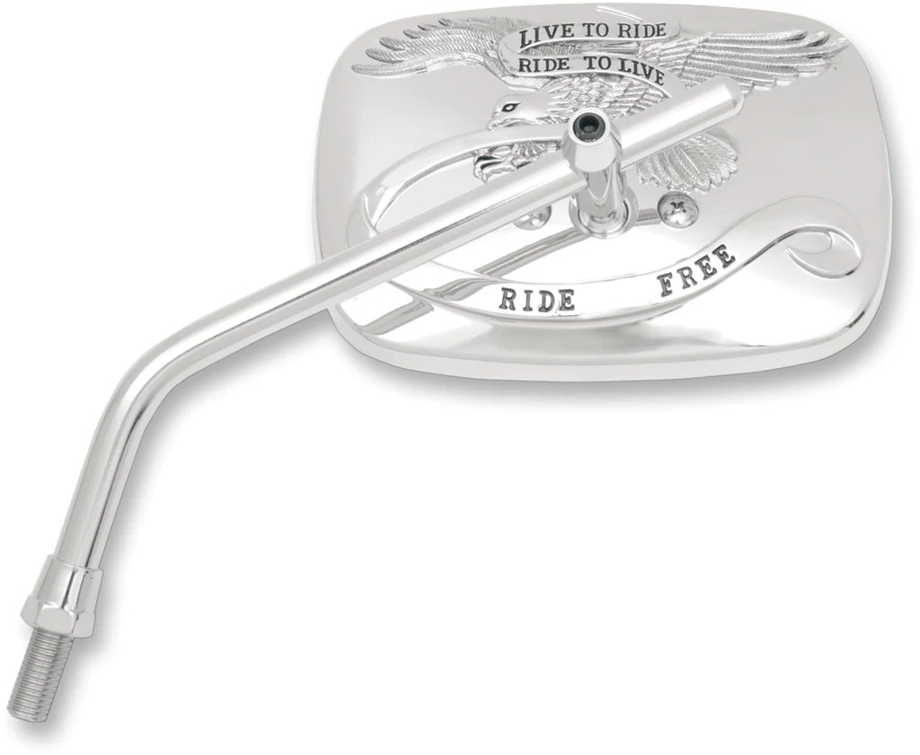 Emgo Mirror - "Ride Free" - Side View - Rectangle - M10 x 1.25 - Chrome - Left - Main Product View