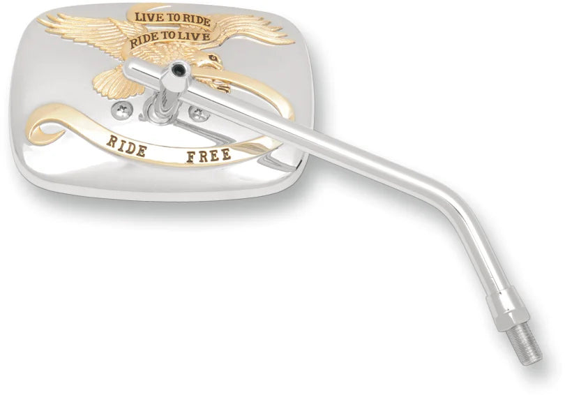 Emgo Mirror - "Ride Free" - Side View - Rectangle - M10 x 1.25 - Gold/Chrome - Right - Main Product View