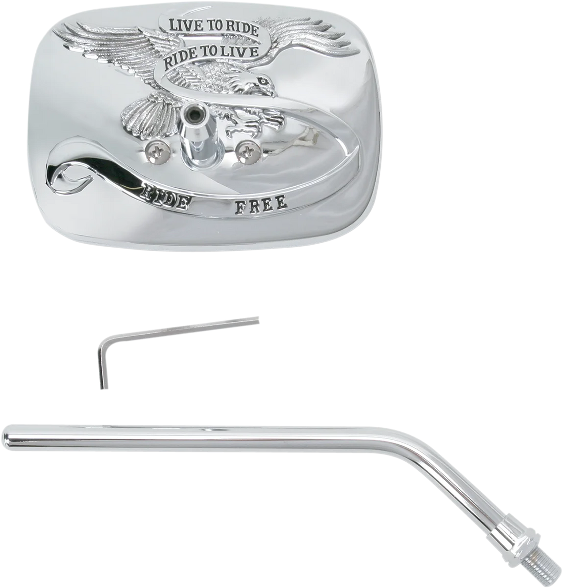 Emgo Mirror - "Ride Free" - Side View - Rectangle - M10 x 1.25 - Gold/Chrome - Right - Side View