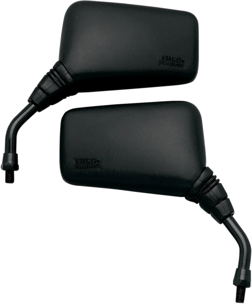 Emgo Mirror - Roadhawk - Side View - Rectangle - Short - M10 x 1.25 - Black - Main Product View