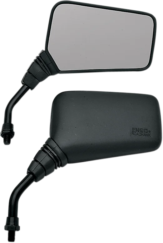 Emgo Mirror - Roadhawk - Side View - Rectangle - Short - M10 x 1.25 | M10 x 1.25 (Left Hand) - Black - Main Product View