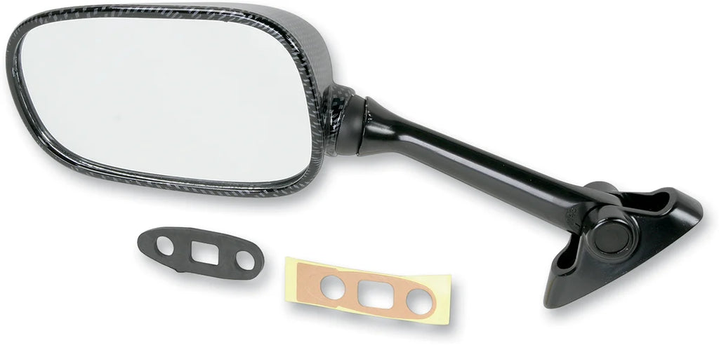 Emgo Mirror - Side View - Black/Carbon Fiber - Rectangle - Left - Suzuki 20-69774 - Main Product View