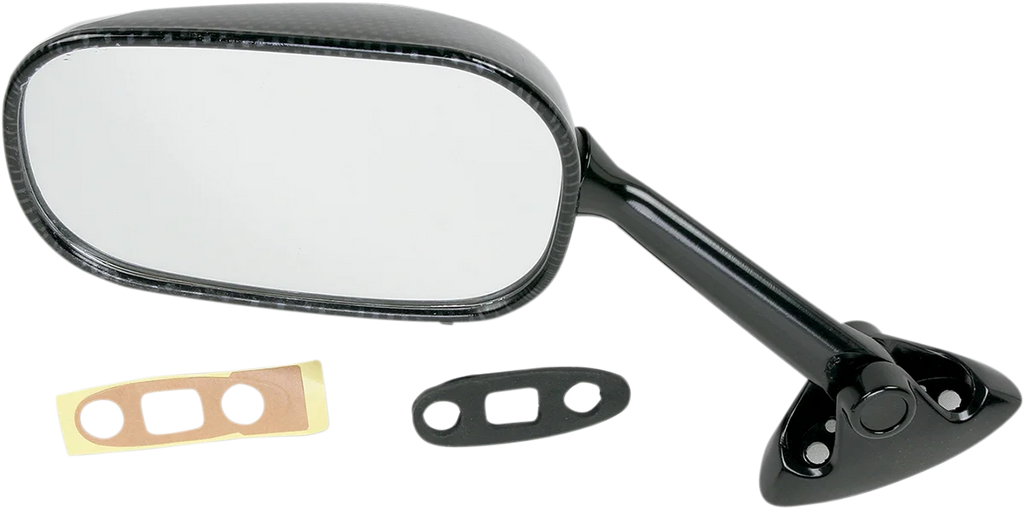 Emgo Mirror - Side View - Black/Carbon Fiber - Rectangle - Left - Suzuki 20-69784 - Main Product View