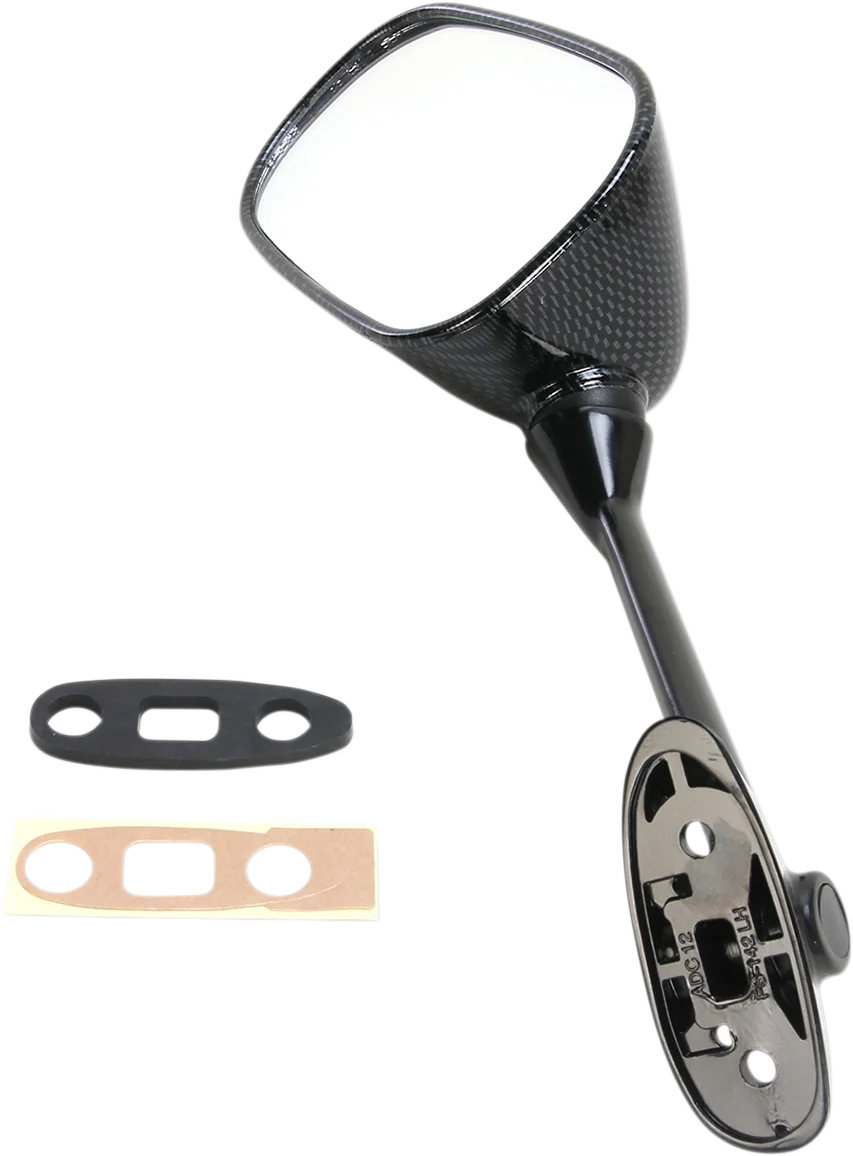 Emgo Mirror - Side View - Black/Carbon Fiber - Rectangle - Left - Suzuki 20-97204 - Side View