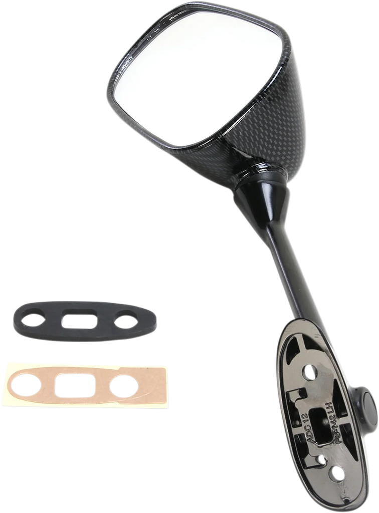 Emgo Mirror - Side View - Black/Carbon Fiber - Rectangle - Left - Suzuki 20-97204 - Side View