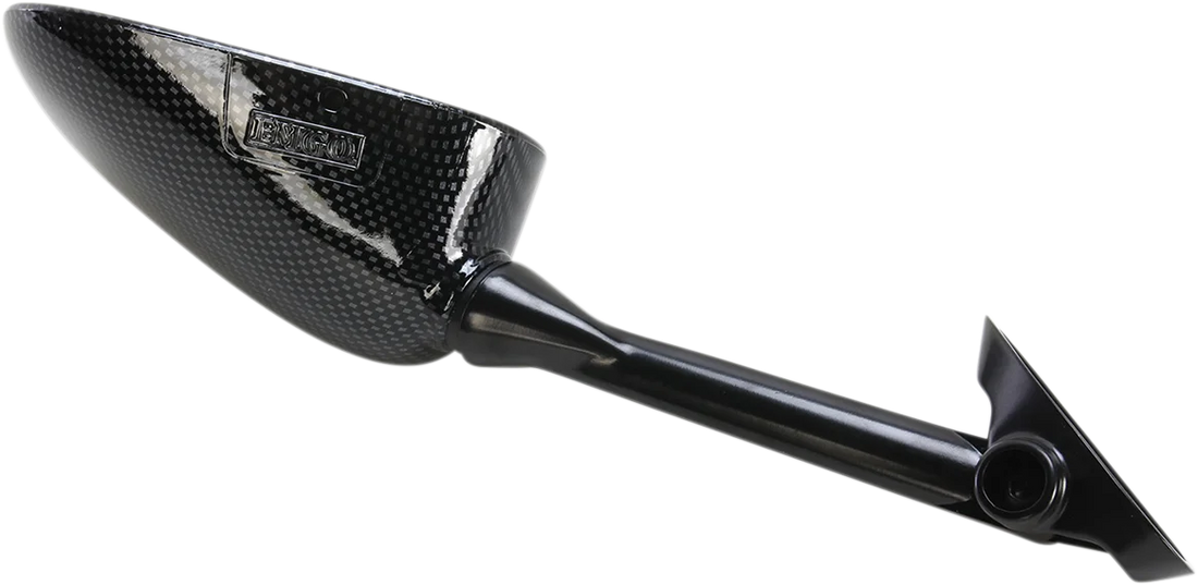 Emgo Mirror - Side View - Black/Carbon Fiber - Rectangle - Left - Suzuki 20-97204 - Back View