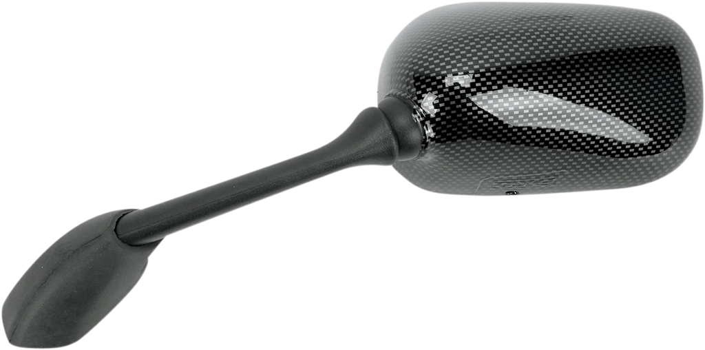Emgo Mirror - Side View - Black/Carbon Fiber - Rectangle - Left - Yamaha 20-80544 - Side View