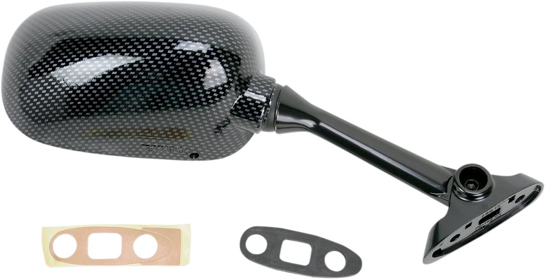Emgo Mirror - Side View - Black/Carbon Fiber - Rectangle - Right - Suzuki 20-69773 - Side View