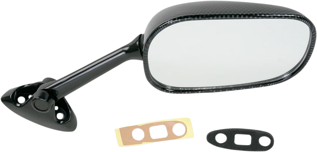Emgo Mirror - Side View - Black/Carbon Fiber - Rectangle - Right - Suzuki 20-69783 - Main Product View