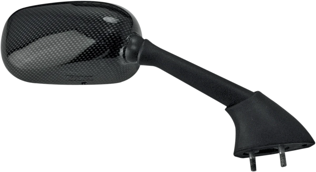 Emgo Mirror - Side View - Black/Carbon Fiber - Rectangle - Right - Yamaha 20-37443 - Side View