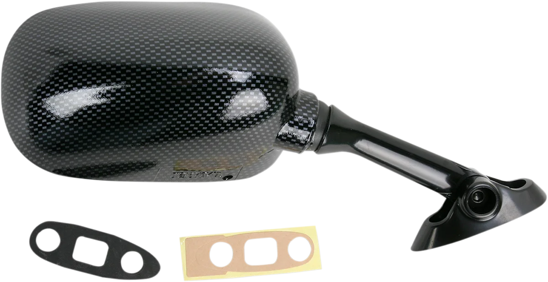Emgo Mirror - Side View - Carbon Fiber - Rectangle - Right fits Suzuki - Back View