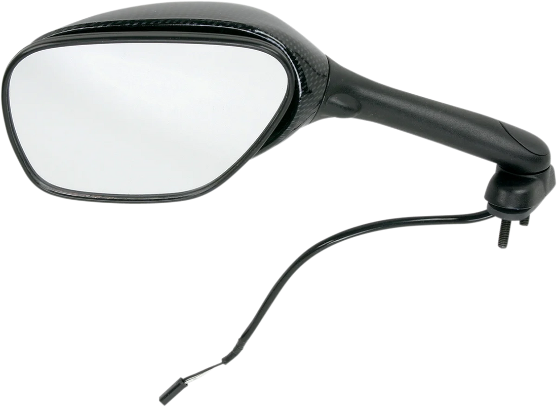 Emgo Mirror - Side View - Lighted - Black/Carbon Fiber - Rectangle - Left - Suzuki 20-69794 - Side View