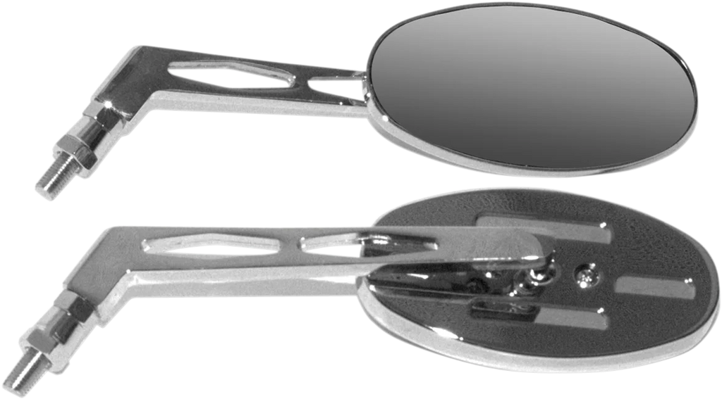 Emgo Oval Mirror - Billet - Long Stem - Main Product View