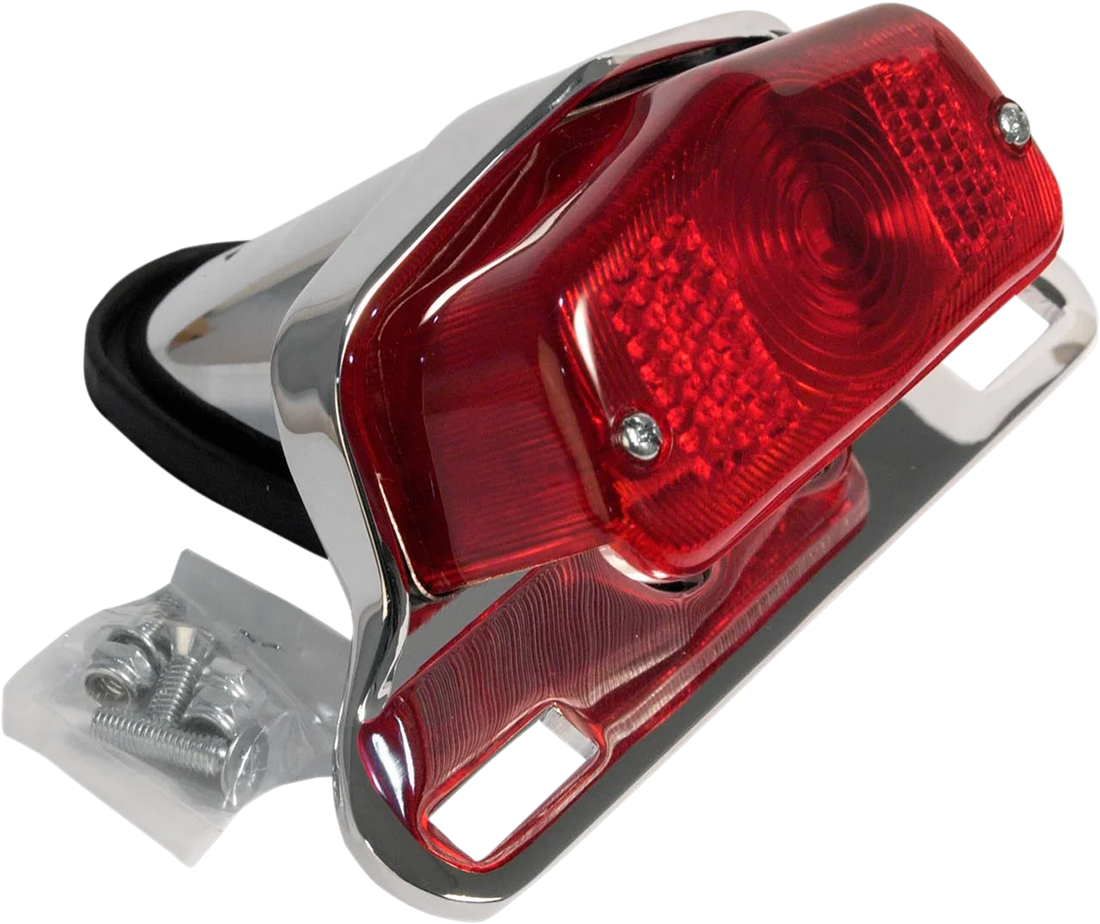 Emgo Taillight - Chrome Bracket - Red Lens 62-21521 - Side View