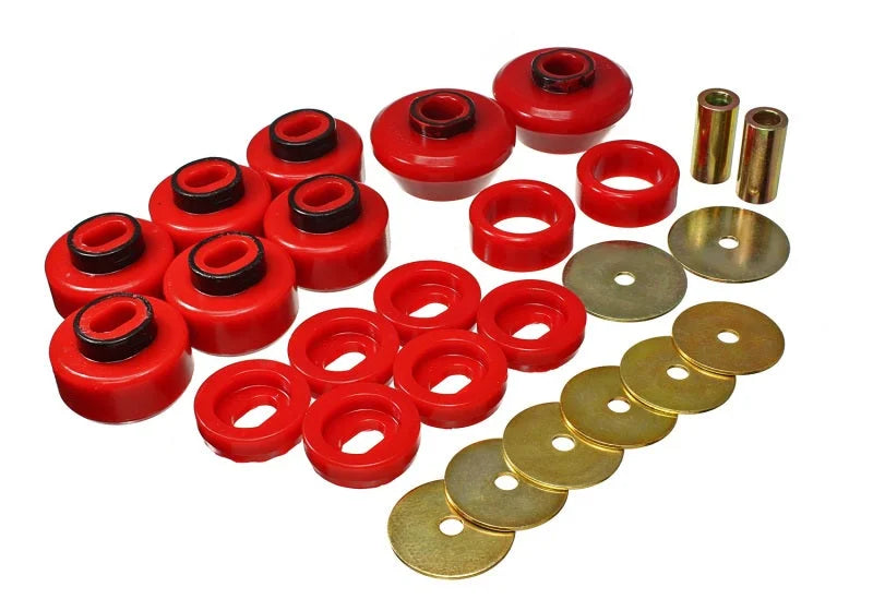 Energy Suspension 07-13 Chevrolet Silverado 1500/GMC Sierra 1500 4WD Body Mount Bushing Set - Red - Main Product View