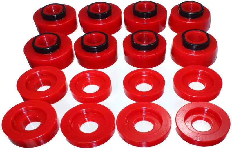 Energy Suspension 08-16 Ford F-250/F-350/F-450/F-550 Super Duty Crew Cab Red Body Mount Set - Main Product View