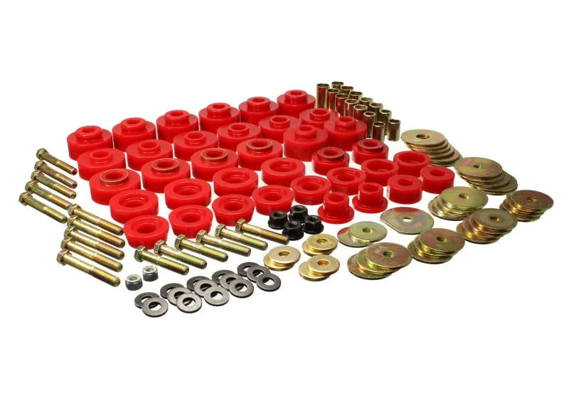 Energy Suspension 65-67 Chevrolet Biscayne/Bel Air/Caprice/Impala Body Mount Set w/ Hardware - Red - Side View