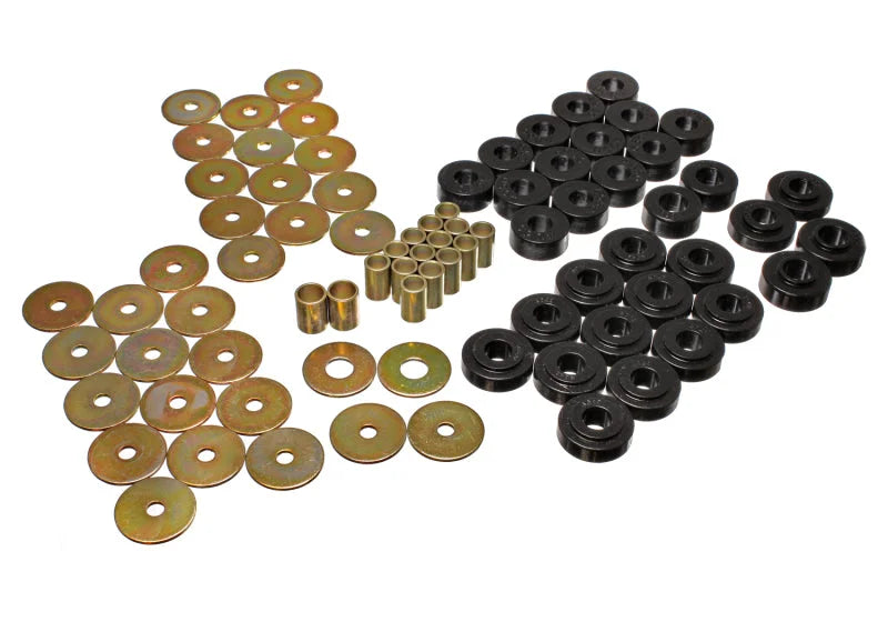 Energy Suspension 65-67 Chevy Malibu/Chevelle/Monte Carlo CONVERTIBLE ONLY Black Body Mount Set - Main Product View