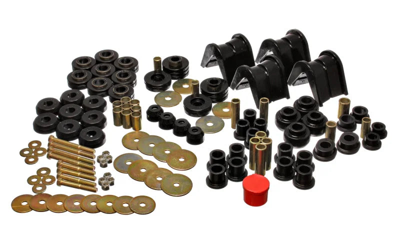 Energy Suspension 66-77 Ford Bronco 4WD (w/ 2 Deg C-Bushings) Black Hyper-Flex Master Bushing Set - Main Product View