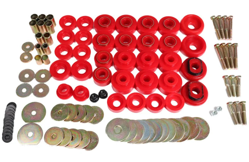 Energy Suspension 68-70 Chevrolet Biscayne/Bel Air/Caprice/Impala Body Mount Set w/ Hardware - Red - Back View
