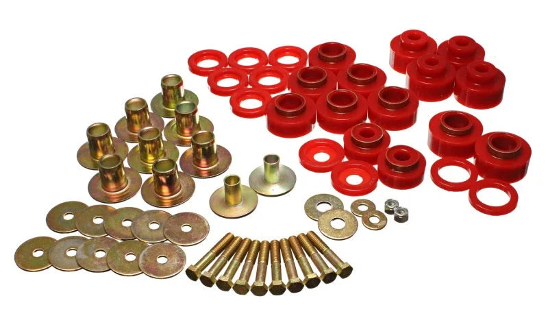 Energy Suspension 68-72 Chevy Chevelle/Monte Carlo/Malibu/El Camino Red Body Mount Set - Main Product View