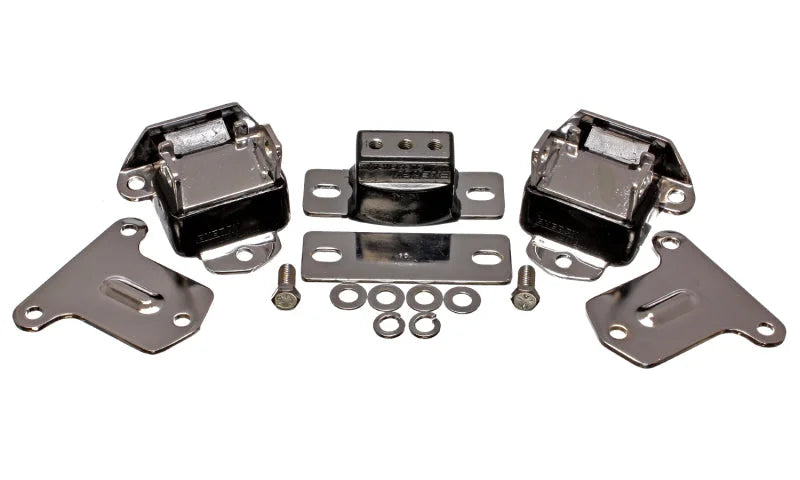 Energy Suspension 69-71 Camaro / 70-73 Monte Carlo Blk Motor and Transmission Mounts; Chrome Finish - Main Product View