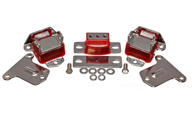Energy Suspension 69-71 Camaro / 70-73 Monte Carlo Red Motor and Transmission Mounts; Chrome Finish - Main Product View