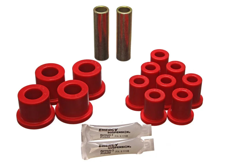 Energy Suspension 70-72 Dodge Charger (w/ 1-1/2in Main Eye) Red Rear Leaf Spring Bushing Set - Main Product View