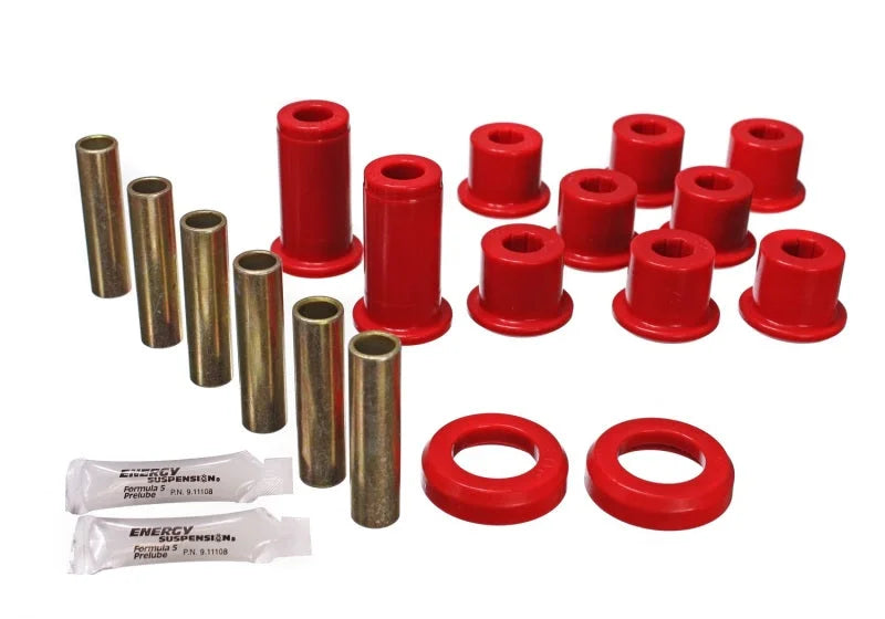 Energy Suspension 82-04 GM S-10/S-15 Pickup 2WD / 82-04 S-10 Blazer Red Rear Leaf Spring Bushing Set - Side View