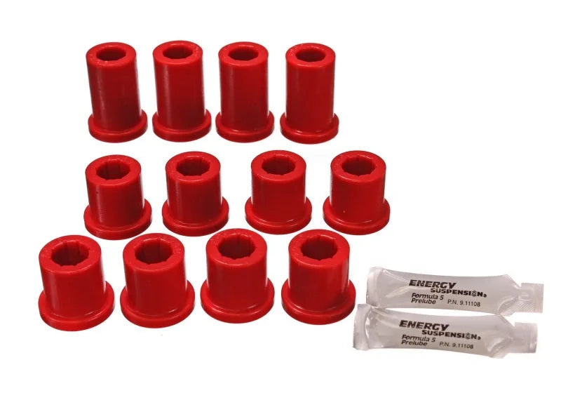 Energy Suspension 84-85 Toyota 4Runner 2 & 4WD Red Front Leaf Spring Bushing Set - Side View