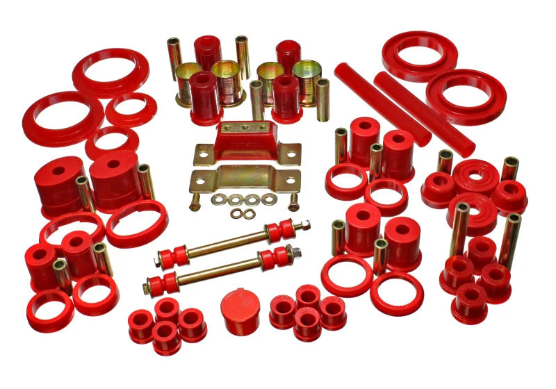 Energy Suspension 85-93 Ford Mustang Red Hyper-flex Master Bushing Set w/ V-8 - Main Product View