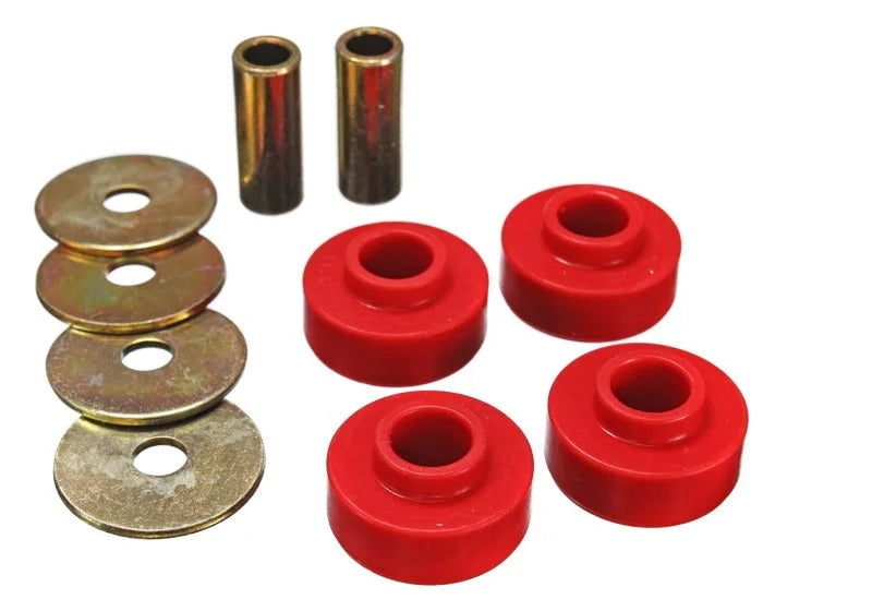 Energy Suspension 89-97 Ford Thunderbird / 99-04 Mustang Cobra Red Differential Carrier Bushings - Side View