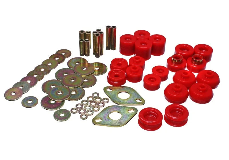 Energy Suspension 96-99 Toyota 4Runner 2WD/4WD Red Body Mount Bushing Set - Back View