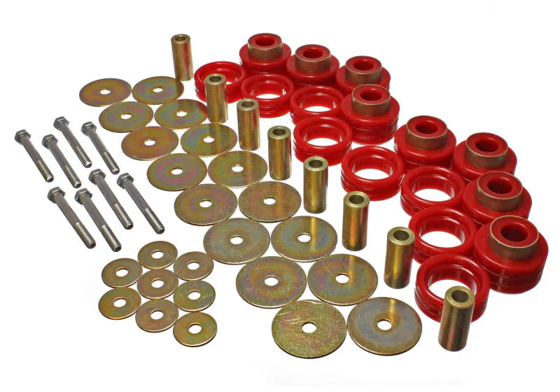 Energy Suspension Body Mount Set Inc. Hardware - Red - Main Product View