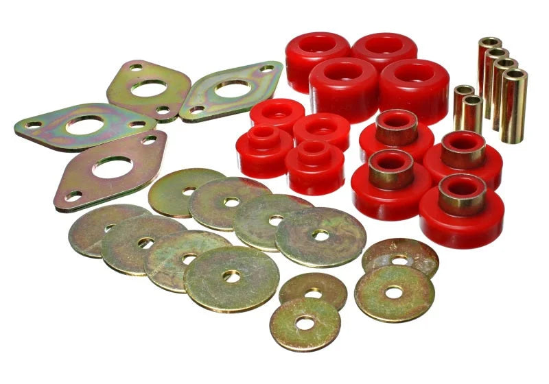 Energy Suspension Body Mount Set-Reg Access & Dbl Cab - Red - Side View