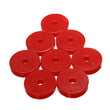Load image into Gallery viewer, Energy Suspension Polyurethane Pad Set - 2-9/32in OD x 7/16in Hole ID x 1/2in Height - Round Red - Side View