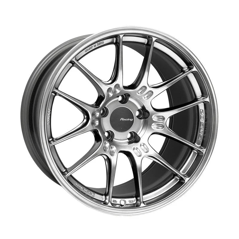 Enkei GTC02 18x10.5 5x114.3 15mm Offset 75mm Bore Hyper Silver Wheel - Side View