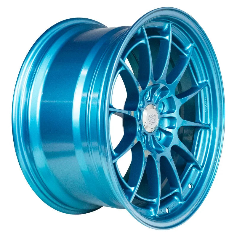 Enkei NT03+M 18x9.5 5x114.3 40mm Offset 72.6mm Bore Emerald Blue Wheel MOQ 40 - Side View