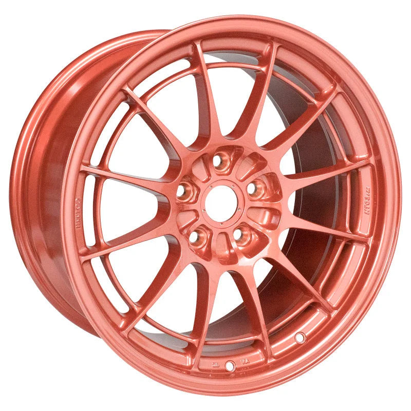 Enkei NT03+M 18x9.5 5x114.3 40mm Offset 72.6mm Bore Orange Wheel - Side View