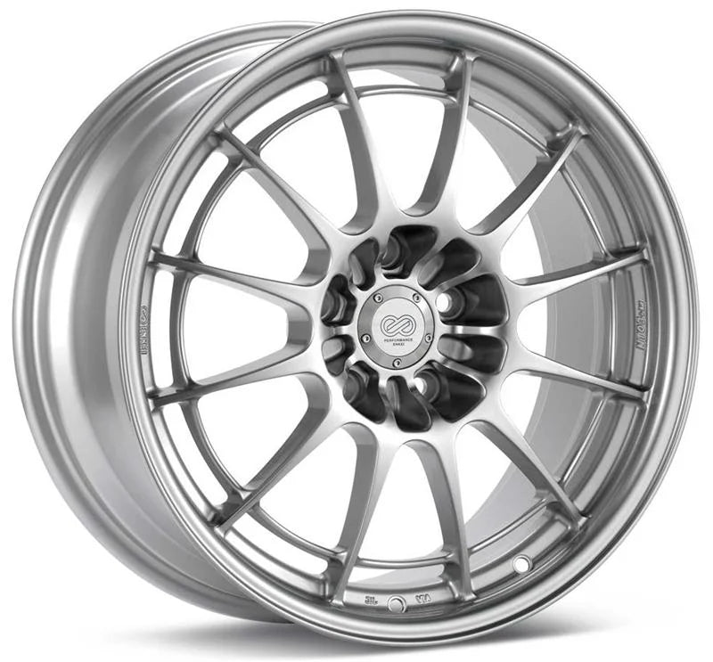 Enkei NT03+M 18x9.5 5x120.7 58mm Offset 72.6mm Bore Silver Wheel - Side View