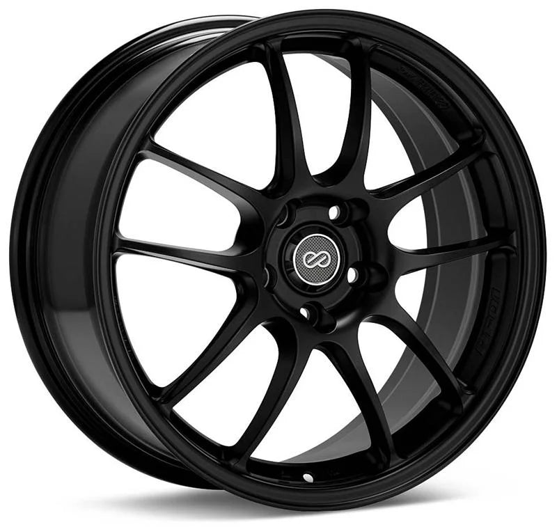 Enkei PF01 18x10.5 5x114.3 38mm Offset Matte Black Wheel - Side View
