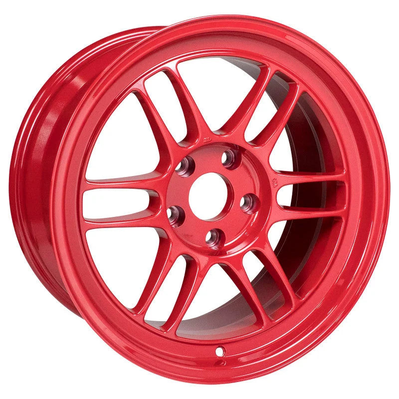 Enkei RPF1 17x9 5x114.3 22mm Offset 73mm Bore Competition Red Wheel - Side View